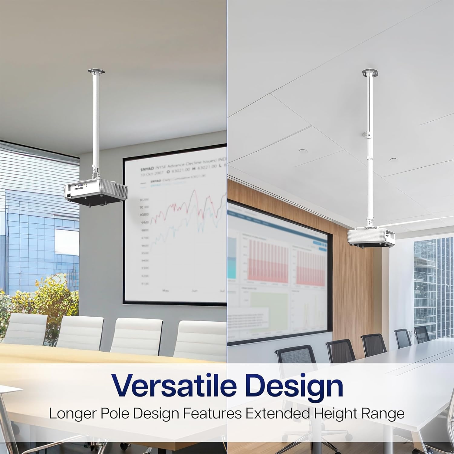 image:imageVIVO Universal Adjustable Ceiling Projector Projection Mount Extending Arms Mounting Bracket White MOUNTVP01WWhite