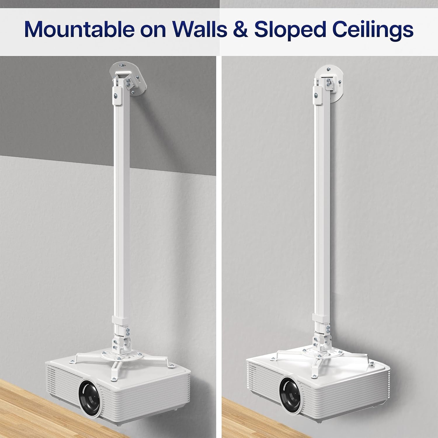 image:imageVIVO Universal Adjustable Ceiling Projector Projection Mount Extending Arms Mounting Bracket White MOUNTVP01WWhite