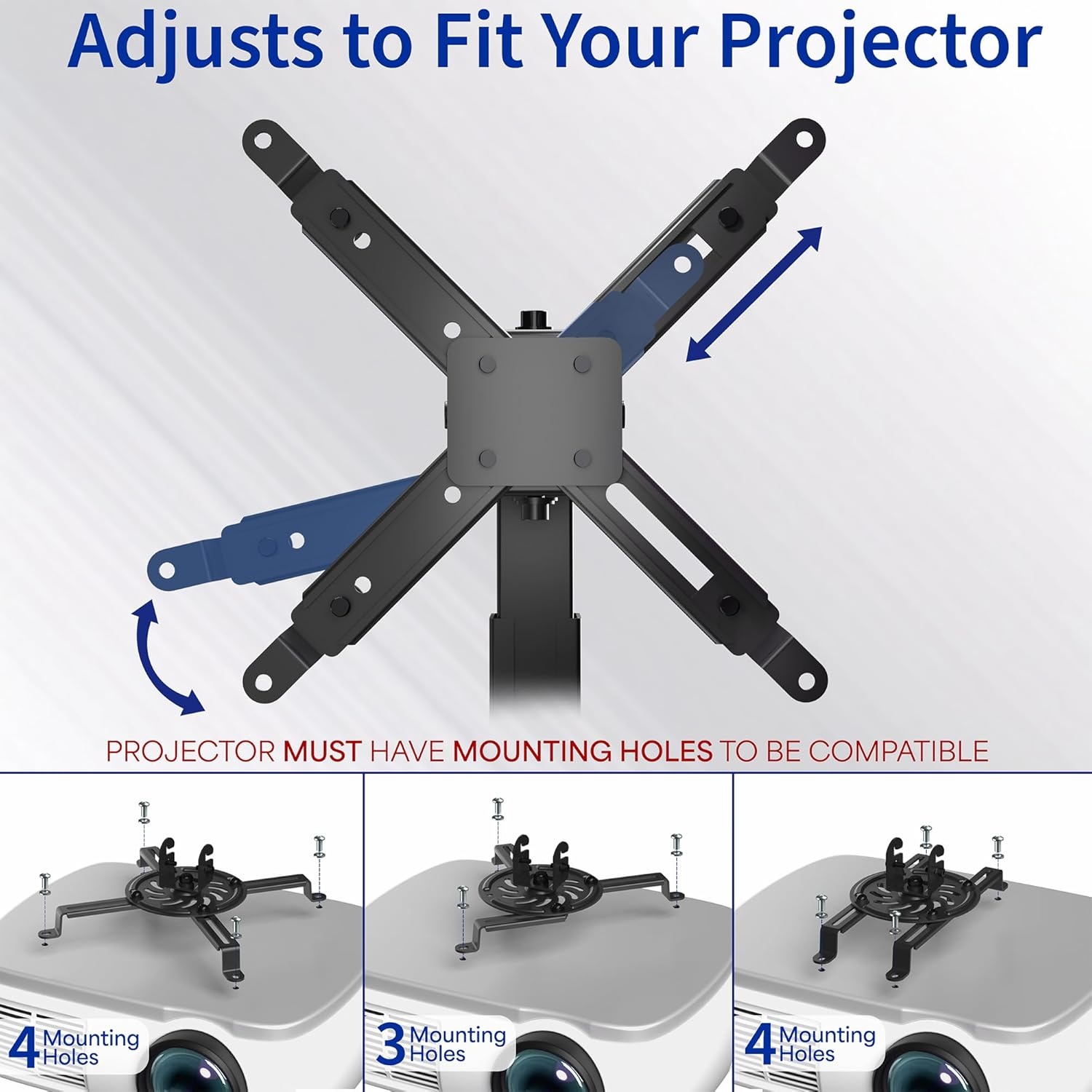 image:imageVIVO Universal Adjustable Wall Ceiling Projector Mount Bracket Extendable Length Projection White MOUNTVP06WBlack