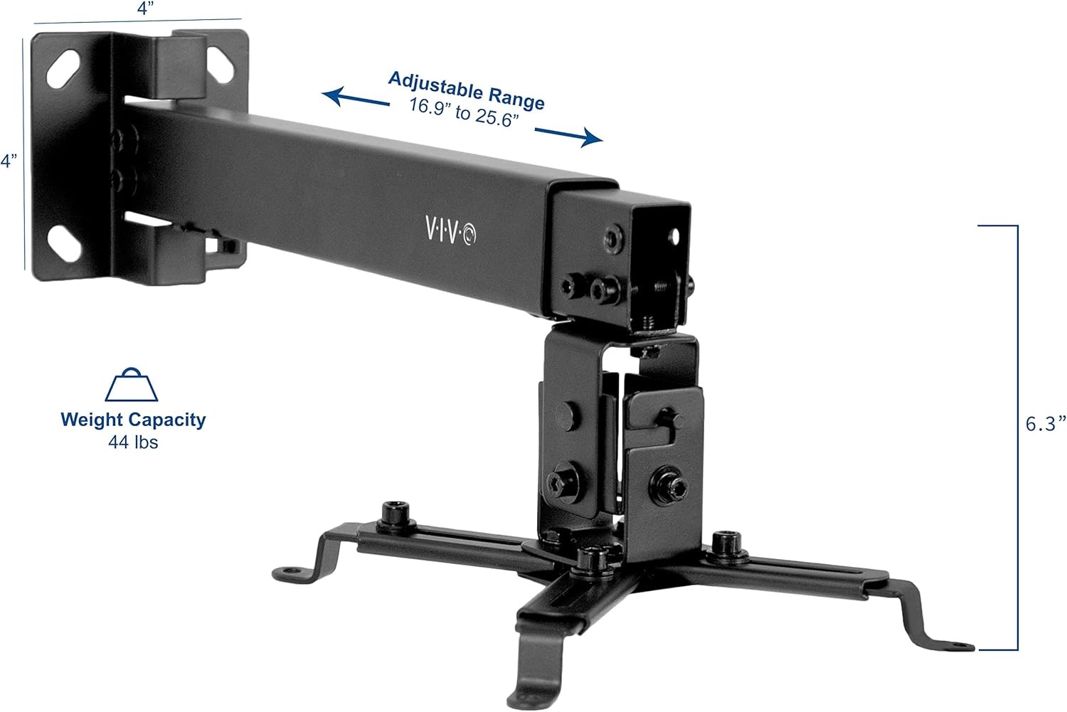 image:imageVIVO Universal Adjustable Wall Ceiling Projector Mount Bracket Extendable Length Projection White MOUNTVP06WBlack
