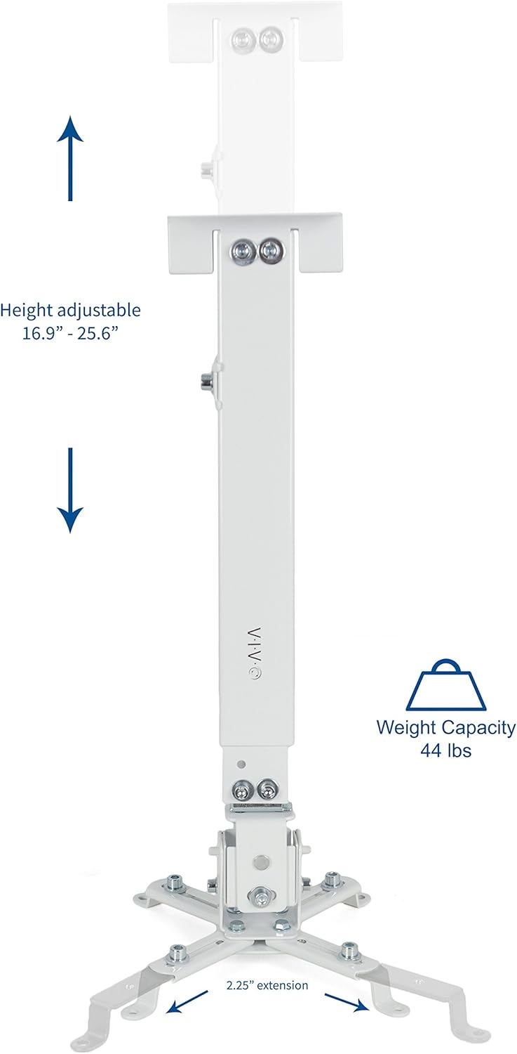 image:imageVIVO Universal Adjustable Wall Ceiling Projector Mount Bracket Extendable Length Projection White MOUNTVP06WWhite