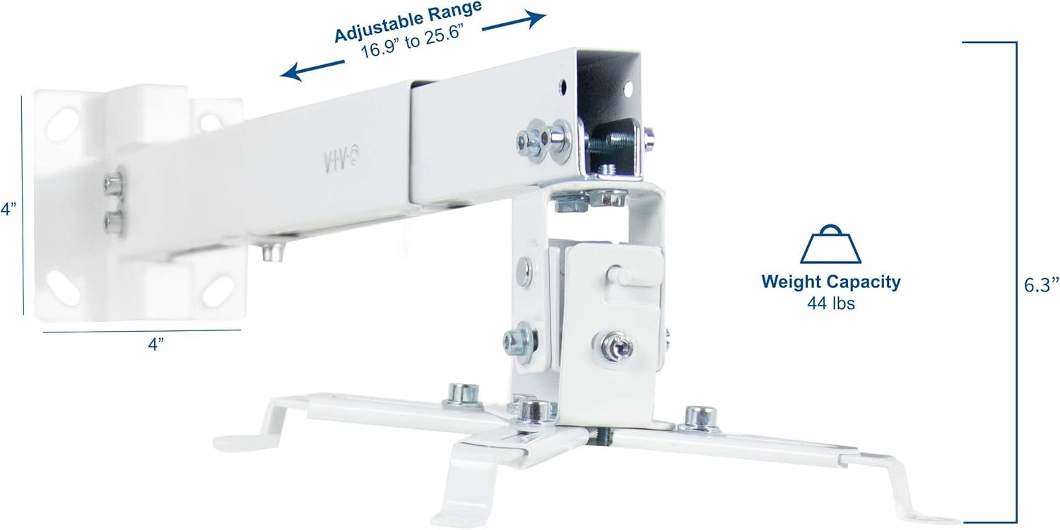 image:imageVIVO Universal Adjustable Wall Ceiling Projector Mount Bracket Extendable Length Projection White MOUNTVP06WWhite