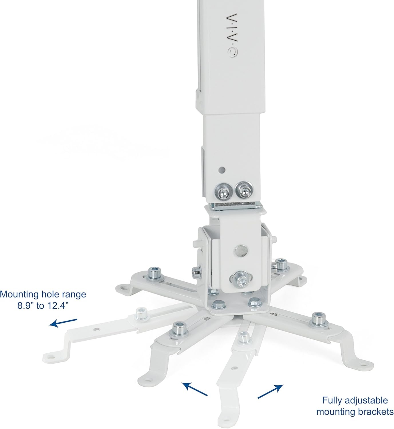 image:imageVIVO Universal Adjustable Wall Ceiling Projector Mount Bracket Extendable Length Projection White MOUNTVP06WWhite