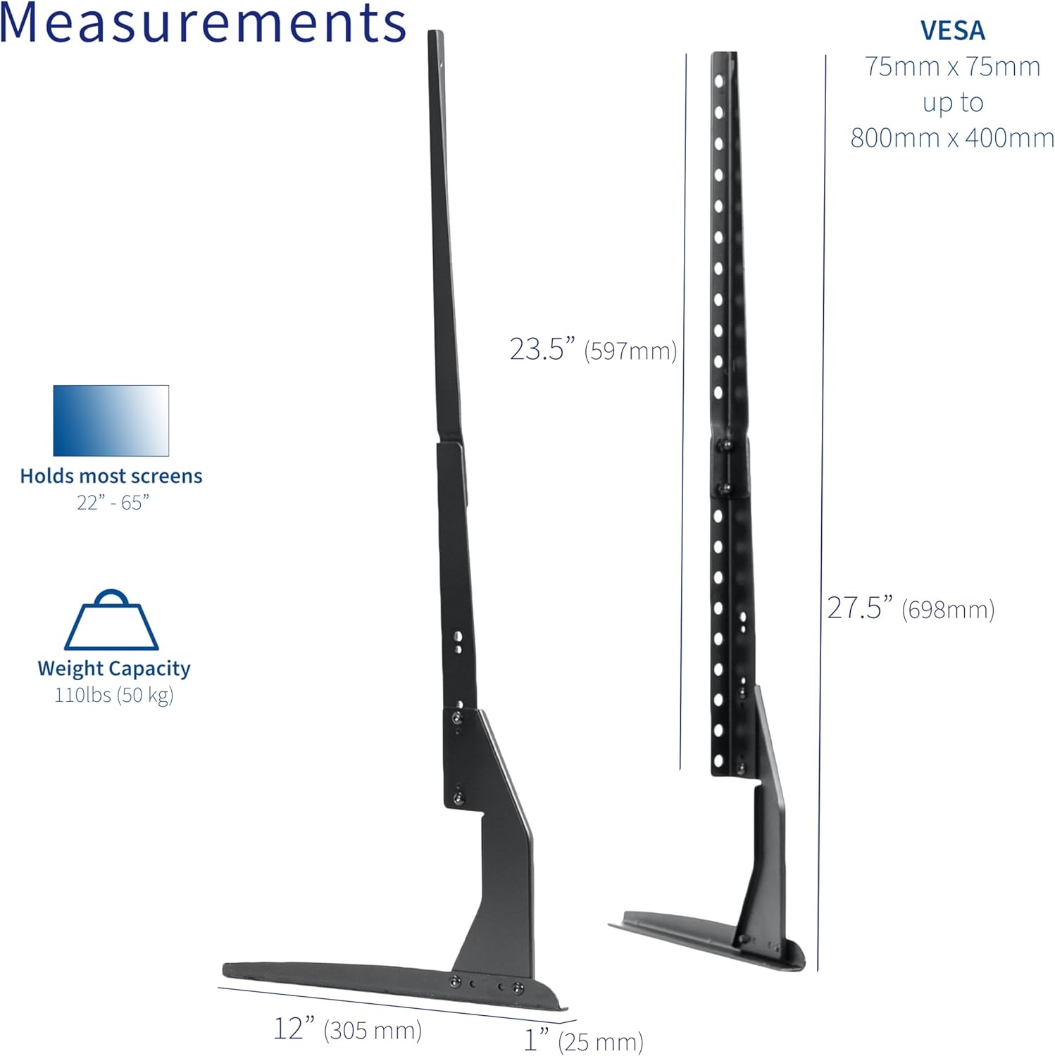 image:imageVIVO Universal Tabletop TV Base Stand for 22 to 65 inch LCD Flat Screens Pedestal Replacement Legs VESA Mount with Hardware Included STANDTV00Y