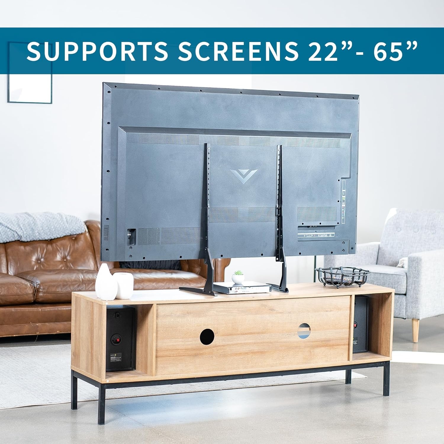 image:imageVIVO Universal Tabletop TV Base Stand for 22 to 65 inch LCD Flat Screens Pedestal Replacement Legs VESA Mount with Hardware Included STANDTV00Y