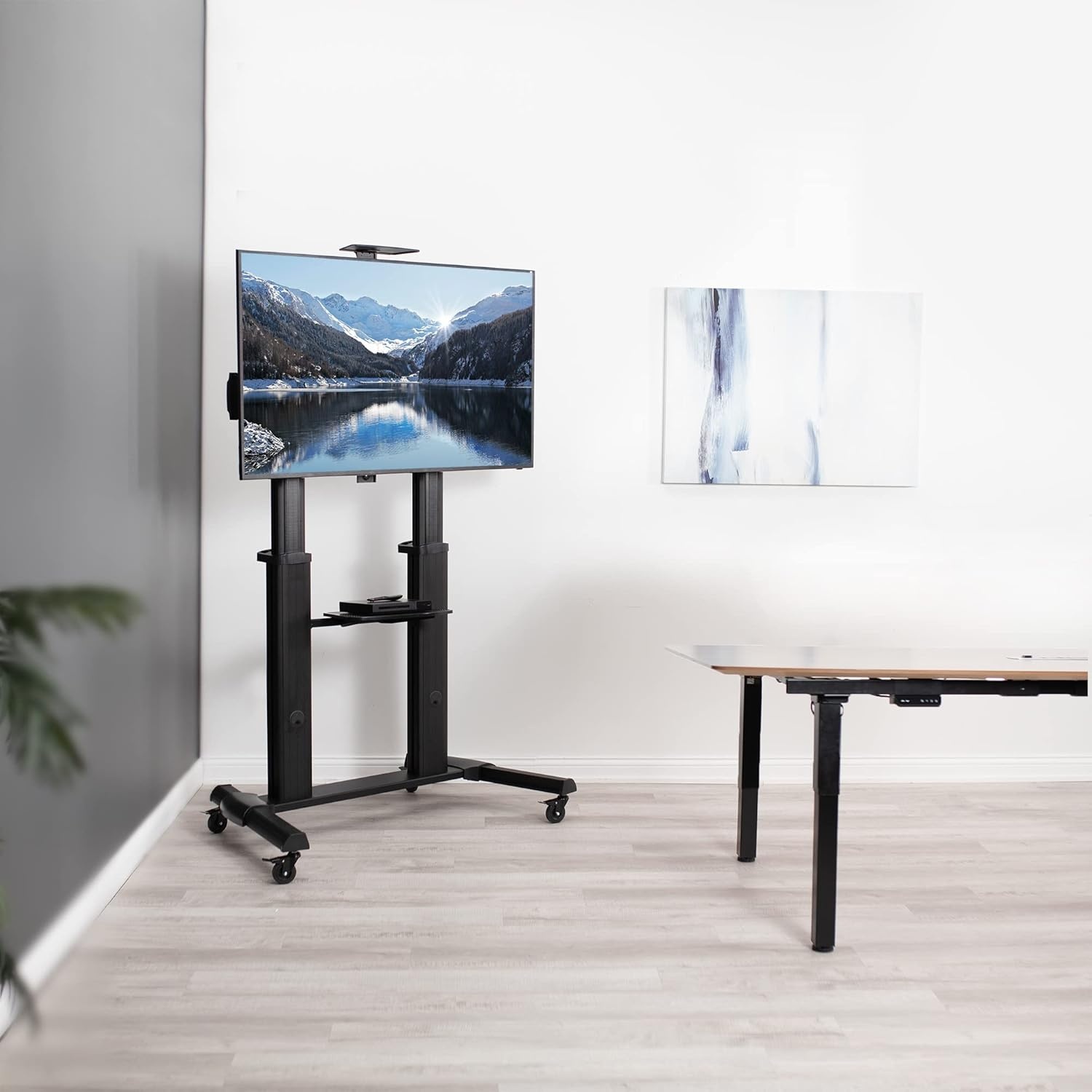image:imageVIVO Aluminum Mobile TV Cart for 32 to 100 inch Screens up to 220 lbs LCD LED OLED 4K Smart Flat and Curved Panels Heavy Duty Stand Shelf Wheels Max VESA 1000x600 Black STANDTV22BBlack