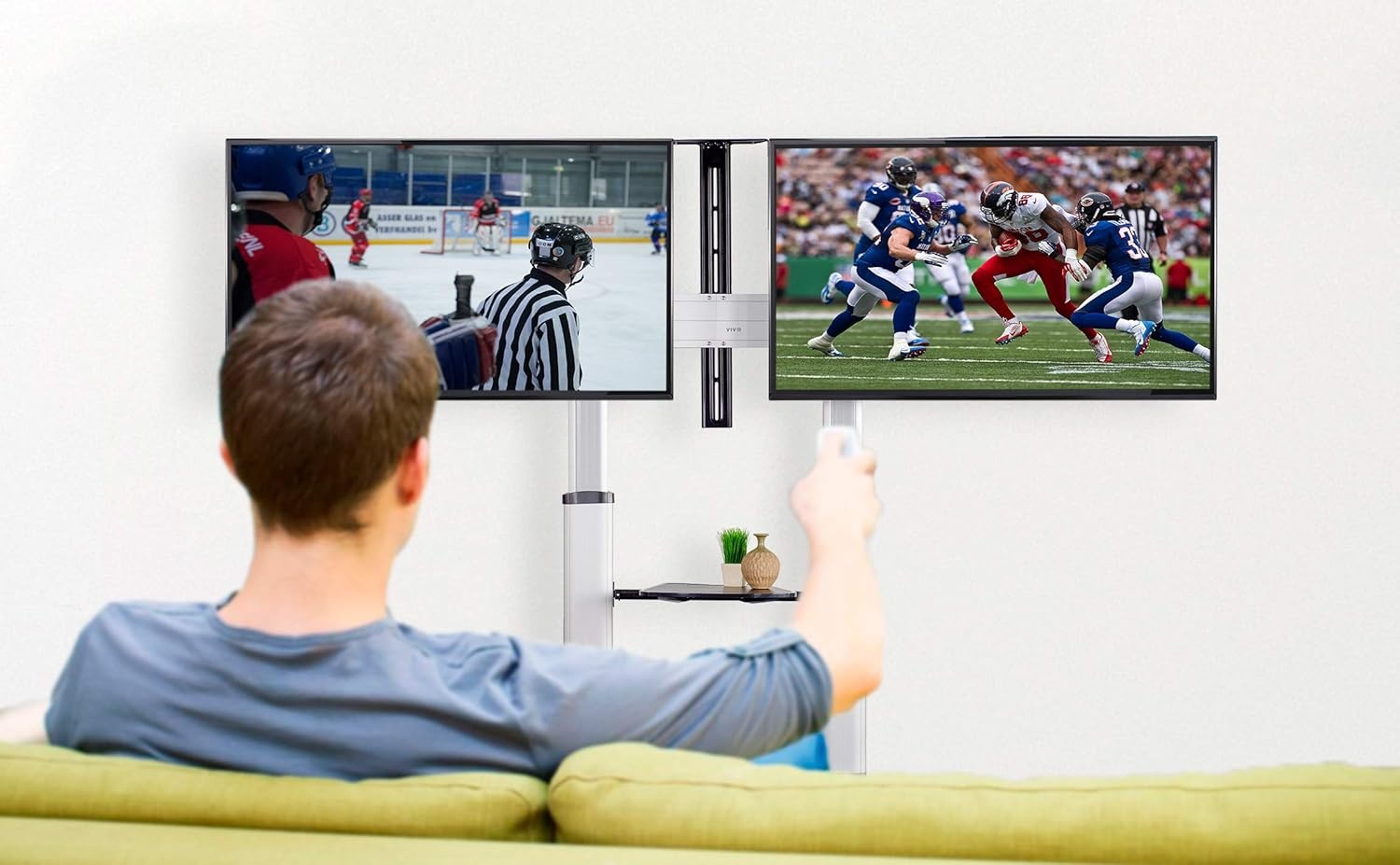 image:imageVIVO Aluminum Mobile TV Cart for 32 to 100 inch Screens up to 220 lbs LCD LED OLED 4K Smart Flat and Curved Panels Heavy Duty Stand Shelf Wheels Max VESA 1000x600 Black STANDTV22BSilver