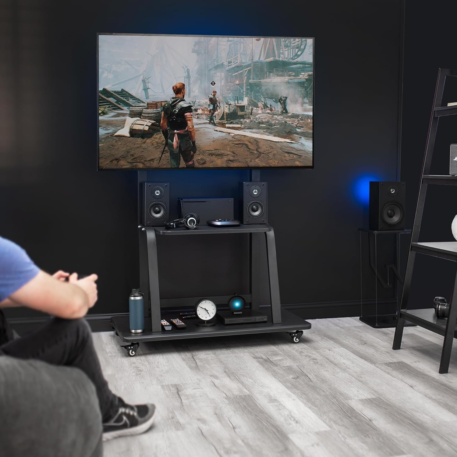 image:imageVIVO Heavy Duty Mobile TV Cart for 42 to 100 inch Screens up to 330 lbs LCD LED OLED 4K Smart Flat and Curved Panels Max 800x600 VESA Metal AV Shelf Locking Casters Black STANDTV100C