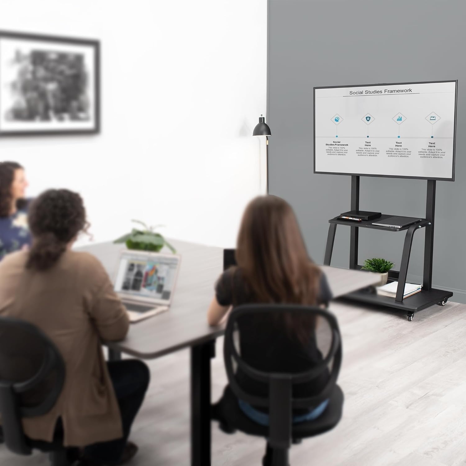 image:imageVIVO Heavy Duty Mobile TV Cart for 42 to 100 inch Screens up to 330 lbs LCD LED OLED 4K Smart Flat and Curved Panels Max 800x600 VESA Metal AV Shelf Locking Casters Black STANDTV100C