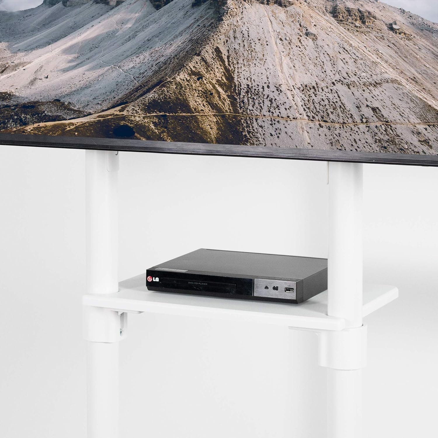 image:imageVIVO Mobile Premium TV Cart for 32 to 88 inch Screens up to 154 lbs Samsung Digital Flipchart Microsoft Surface Hub 2S Portrait to Landscape Shelf Wheels Max VESA 600x400 Black STANDTV02PBWhite