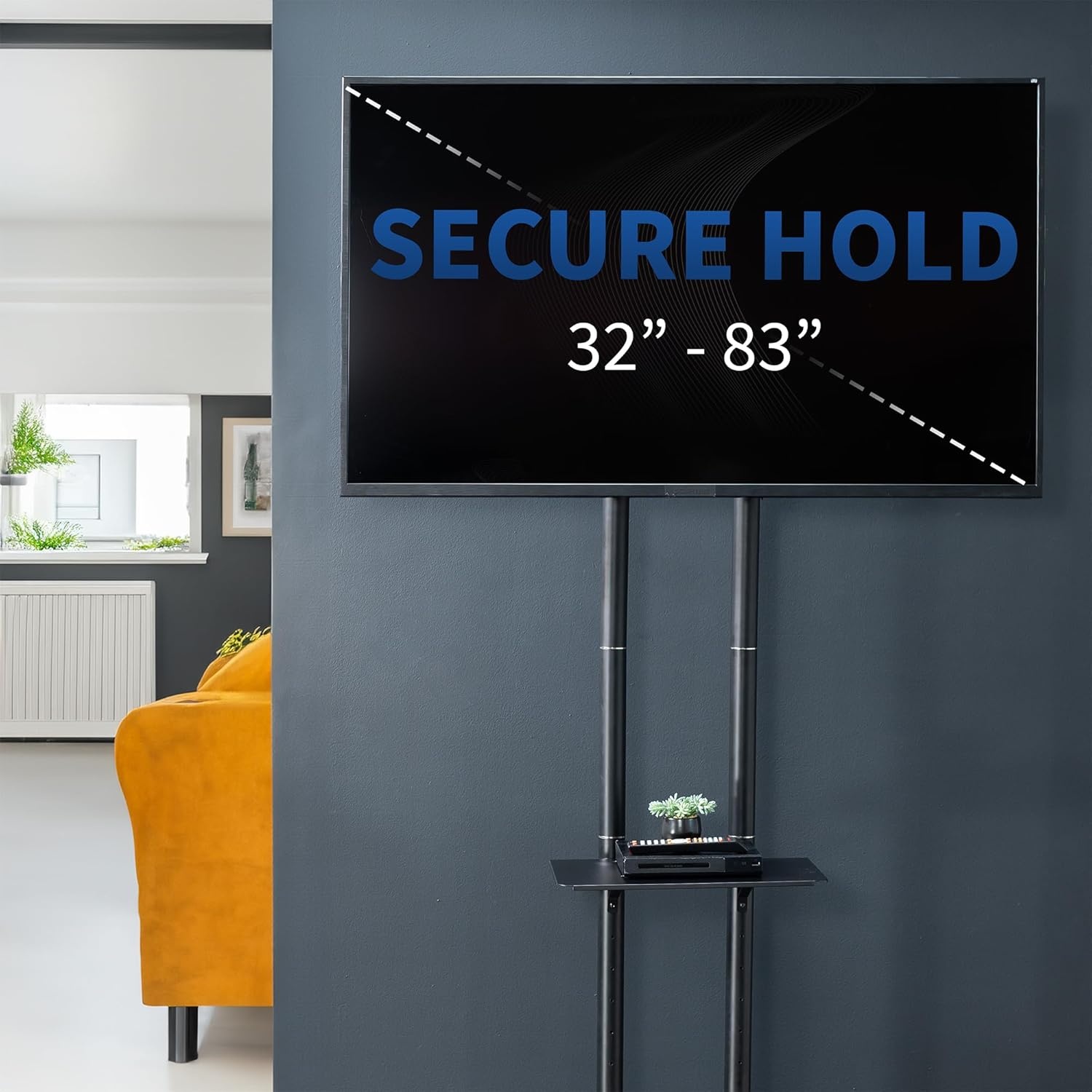 image:imageVIVO Tall TV Cart for 32 to 83 inch Screens up to 110 lbs LCD LED OLED 4K Smart Flat and Curved Panels Rolling Stand with Laptop DVD Shelf Locking Wheels Max VESA 600x400 Black STANDTV13E32 to 83 screen