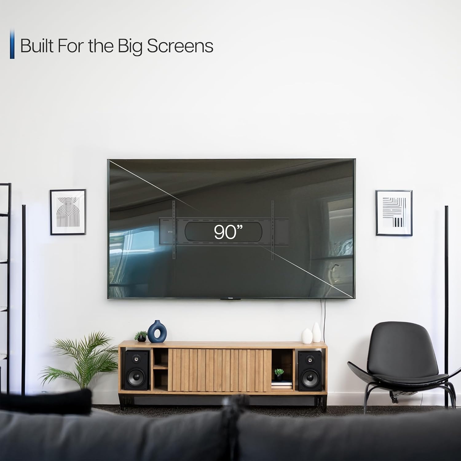 image:imageVIVO Ultra Heavy Duty TV Wall Mount for 43 to 90 inch Screens Large Fixed Mount Fits up to 800x400mm VESA Black MOUNTVW090F43 to 90 screens