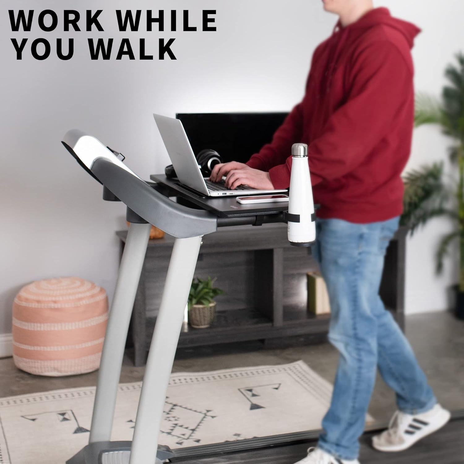 image:imageVIVO Universal Treadmill Desk Ergonomic Platform Designed for Notebooks Tablets Laptops and More Workstation for Treadmill Handlebars up to 31 inches Black STANDTDML2Deluxe
