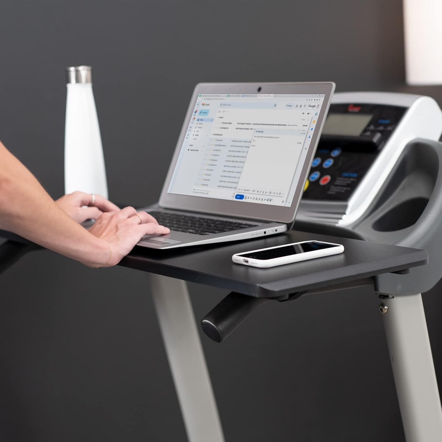 image:imageVIVO Universal Treadmill Desk Ergonomic Platform Designed for Notebooks Tablets Laptops and More Workstation for Treadmill Handlebars up to 31 inches Black STANDTDML2Classic