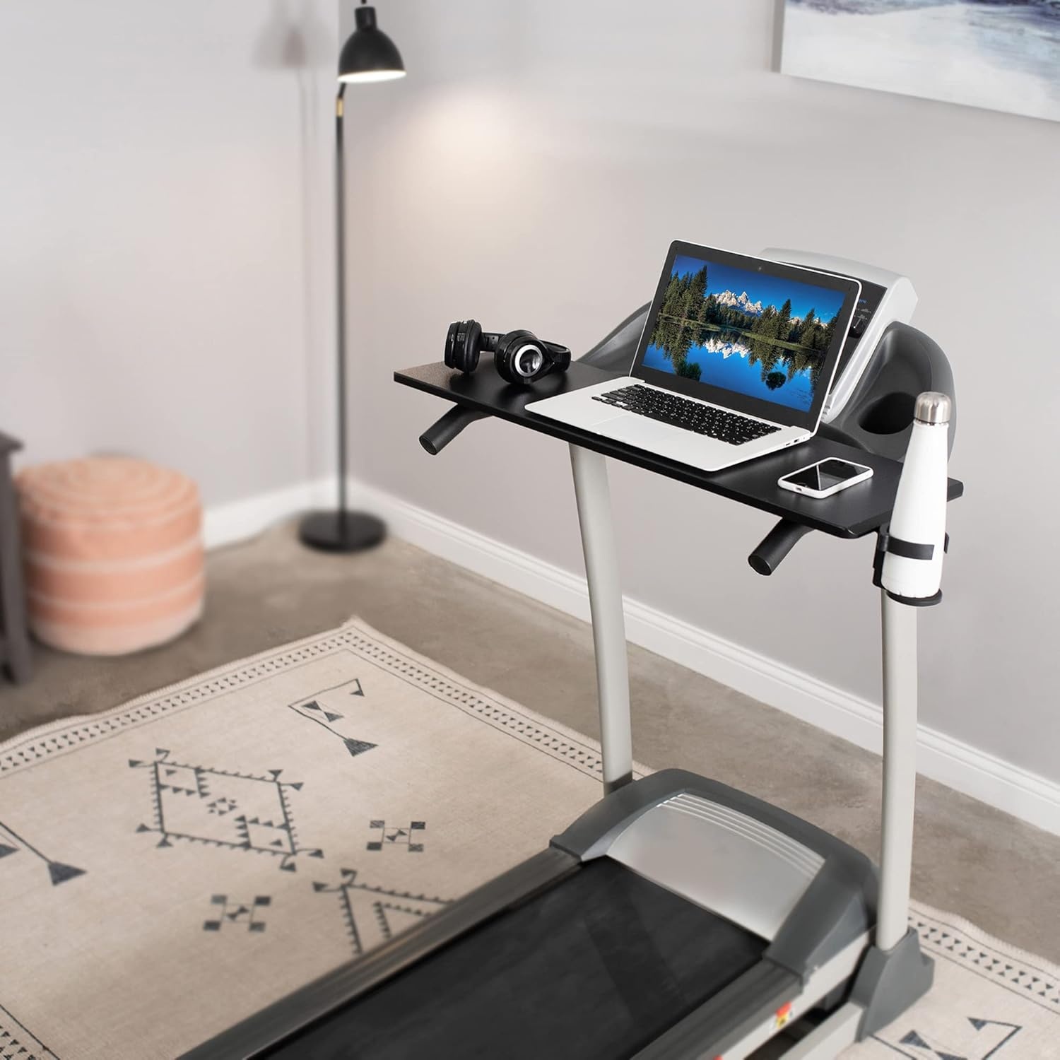 image:imageVIVO Universal Treadmill Desk Ergonomic Platform Designed for Notebooks Tablets Laptops and More Workstation for Treadmill Handlebars up to 31 inches Black STANDTDML2Deluxe