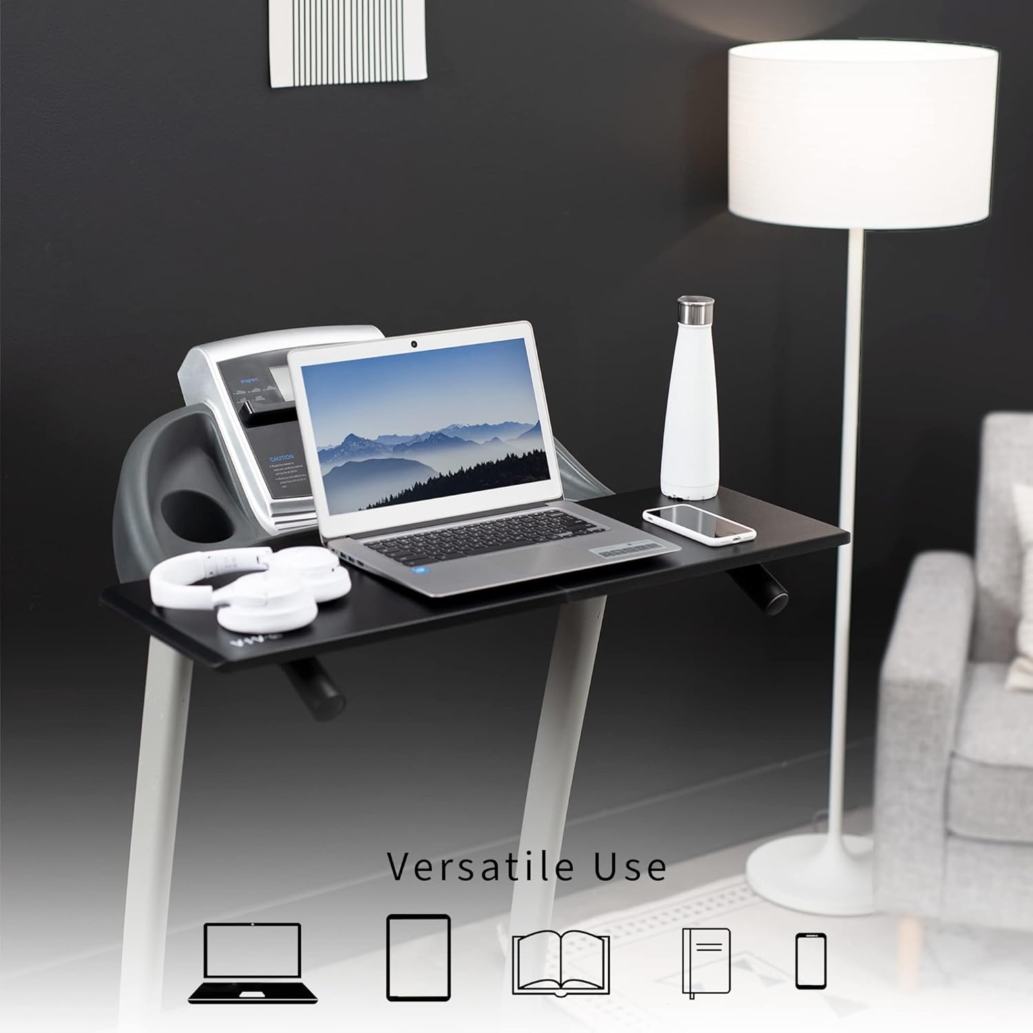 image:imageVIVO Universal Treadmill Desk Ergonomic Platform Designed for Notebooks Tablets Laptops and More Workstation for Treadmill Handlebars up to 31 inches Black STANDTDML2Classic