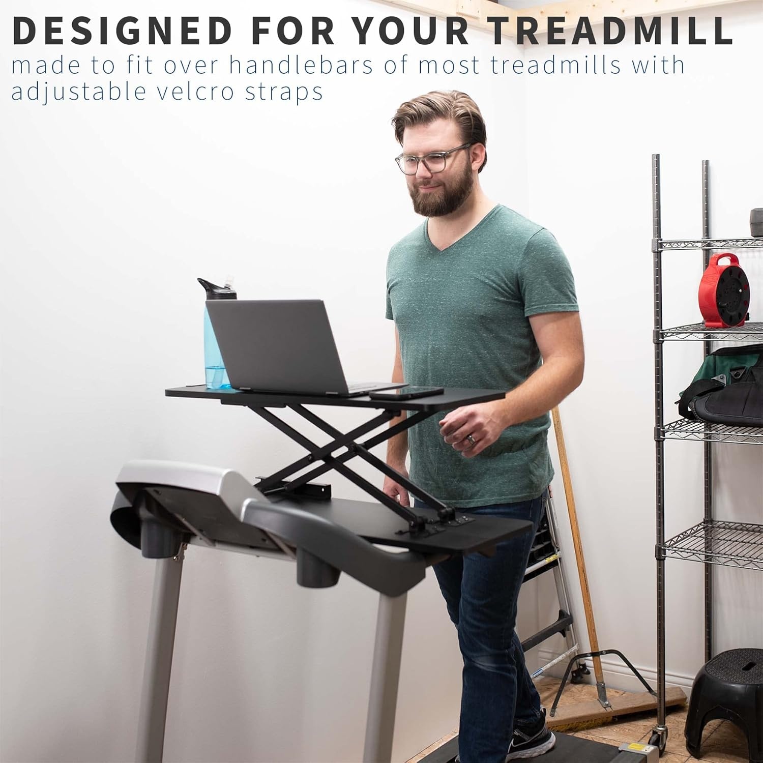 image:imageVIVO Universal Treadmill Desk Riser Height Adjustable Platform for Notebooks Tablets Laptops and More Workstation for Treadmill Handlebars up to 33 inches StandTDML3