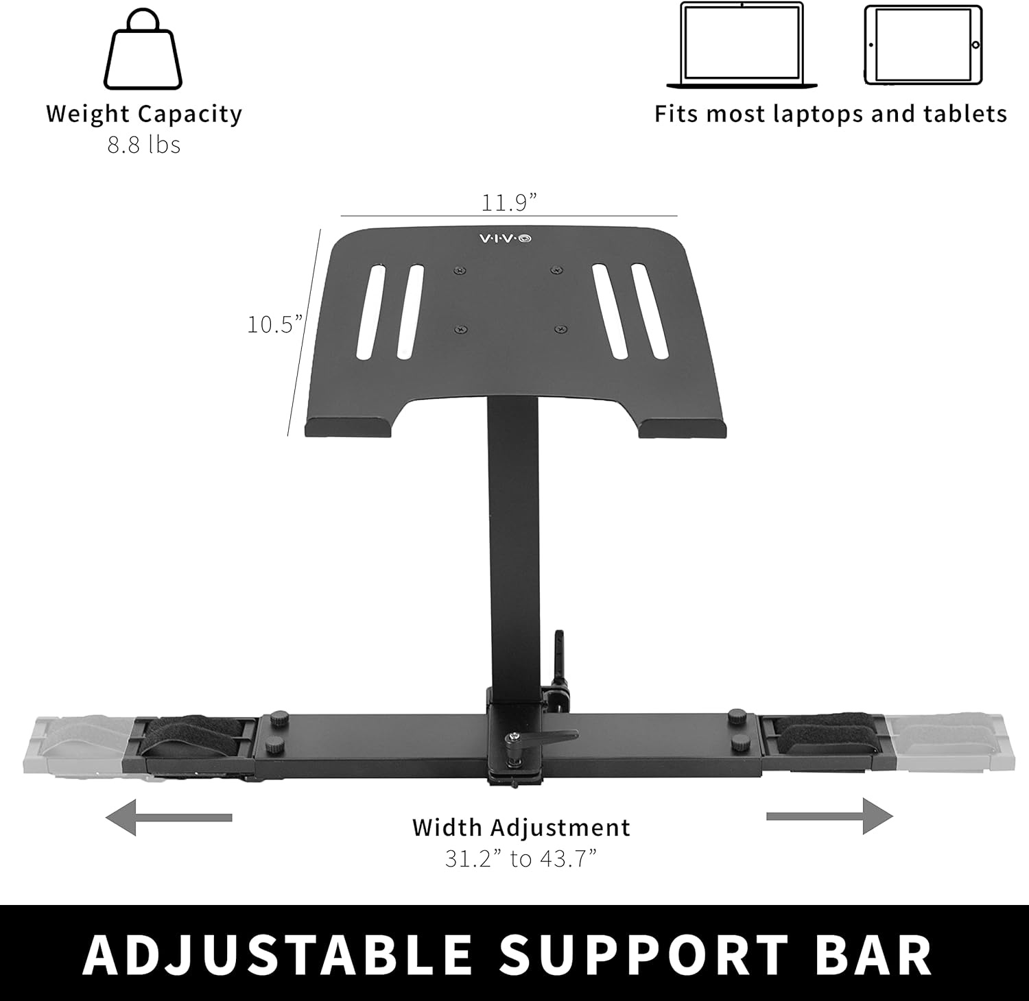 image:imageVIVO Universal Wooden Laptop Treadmill Desk Adjustable Ergonomic Notebook Mount Stand for Treadmills Includes Mouse Pad and Wrist Support StandTDML412 x 105