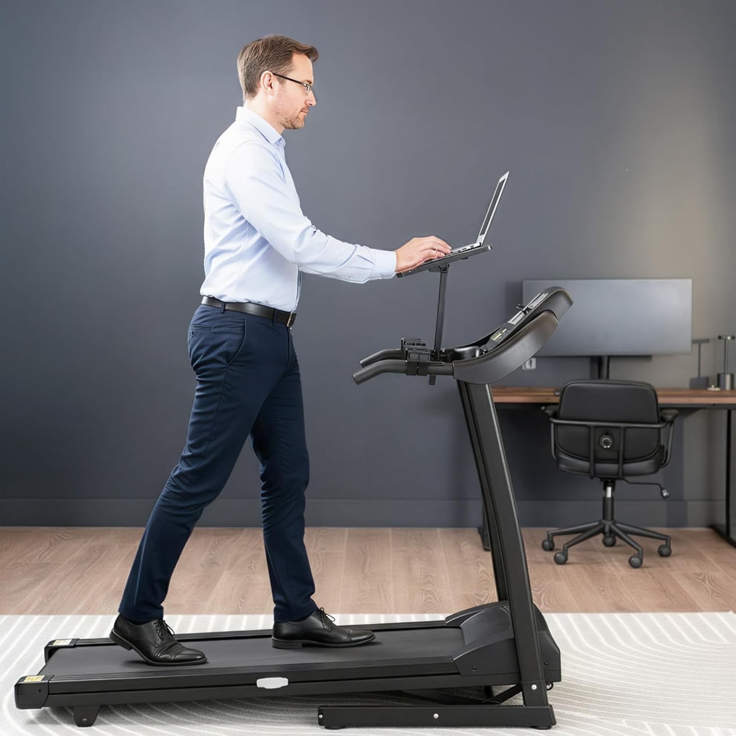 image:imageVIVO Universal Wooden Laptop Treadmill Desk Adjustable Ergonomic Notebook Mount Stand for Treadmills Includes Mouse Pad and Wrist Support StandTDML427 x 11