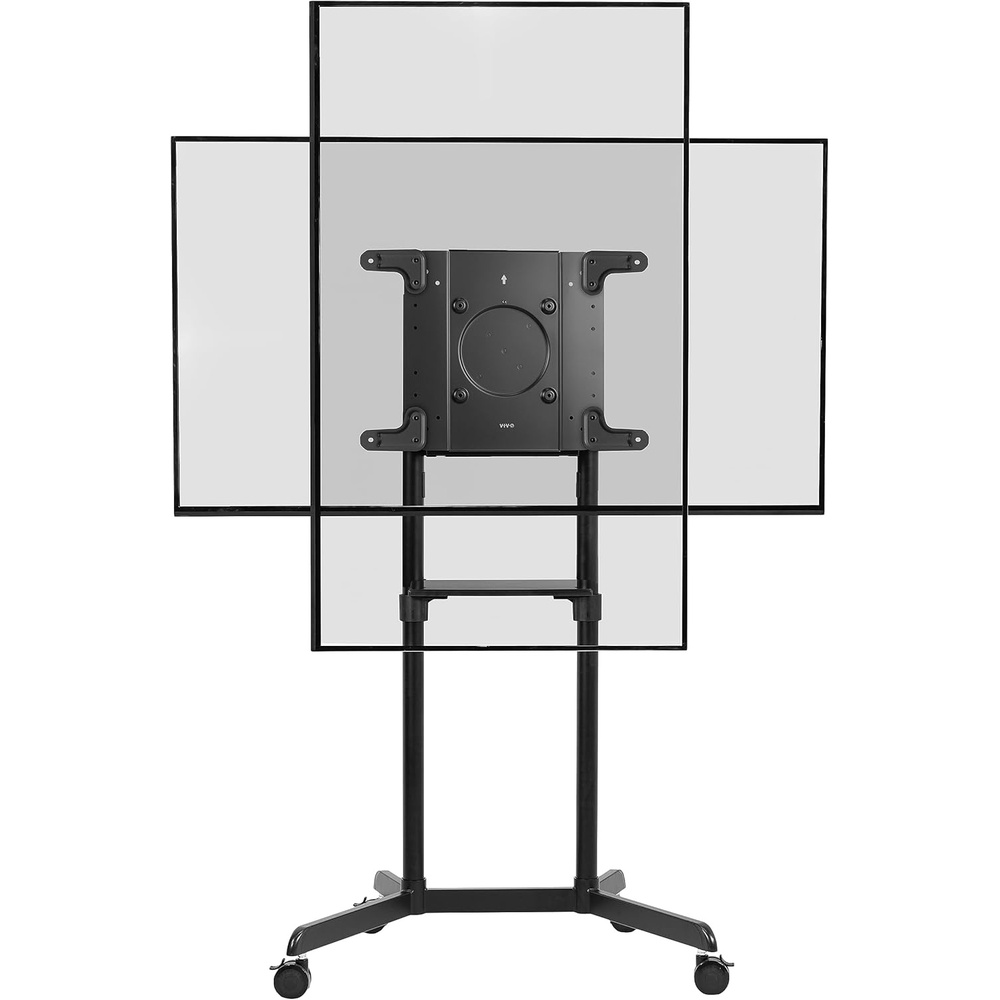 image:imageVIVO Mobile Premium TV Cart for 32 to 88 inch Screens up to 154 lbs Samsung Digital Flipchart Microsoft Surface Hub 2S Portrait to Landscape Shelf Wheels Max VESA 600x400 Black STANDTV02PBBlack