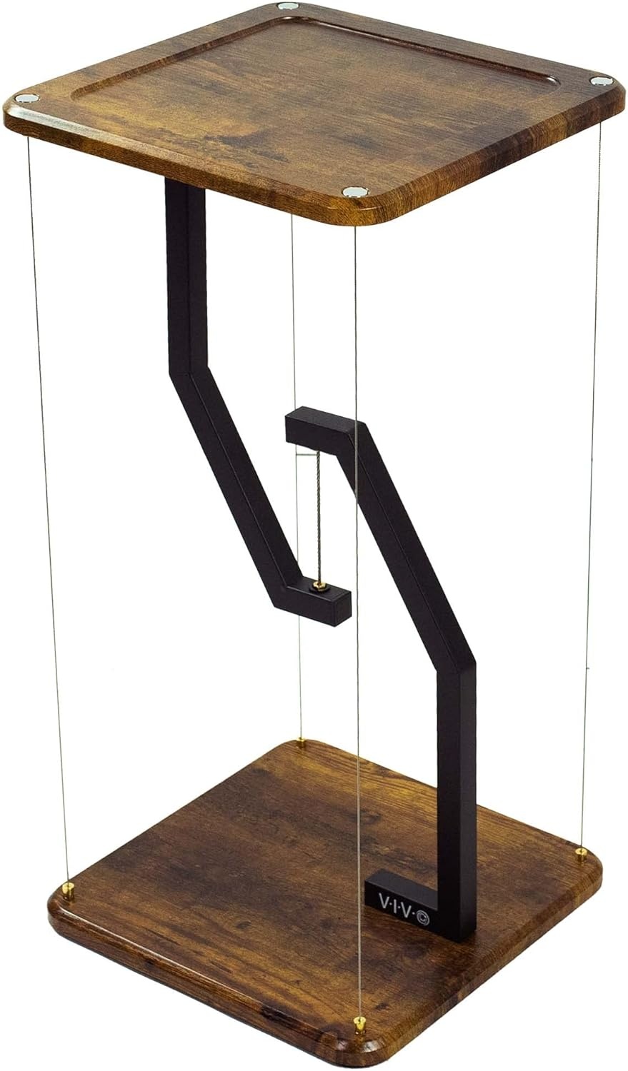 image:imageVIVO AntiGravity 12 inch Speaker Floor Stand Floating Modern Speaker Holder Audio Platform Tensegrity Display Shelf 24 inches High Rustic Vintage Brown Surface Black Frame STANDTEN02DVintage Brown