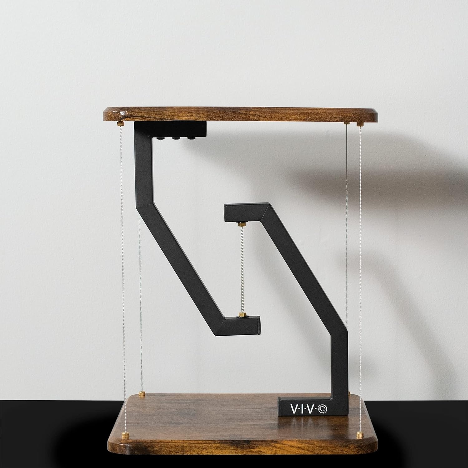 image:imageVIVO AntiGravity 12 inch Speaker Floor Stand Floating Modern Speaker Holder Audio Platform Tensegrity Display Shelf 24 inches High Rustic Vintage Brown Surface Black Frame STANDTEN02DVintage Brown