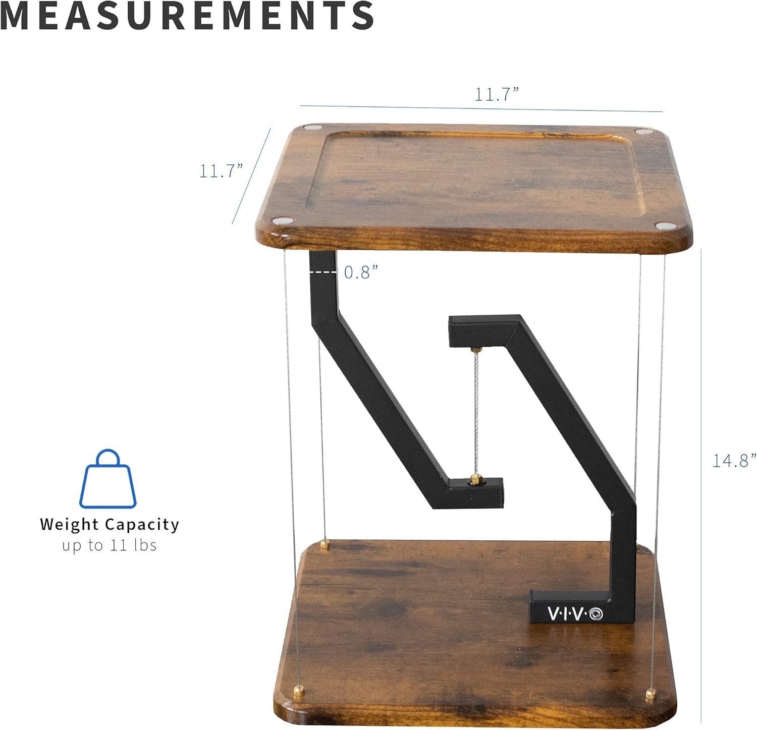 image:imageVIVO AntiGravity 12 inch Speaker Floor Stand Floating Modern Speaker Holder Audio Platform Tensegrity Display Shelf 24 inches High Rustic Vintage Brown Surface Black Frame STANDTEN02DVintage Brown
