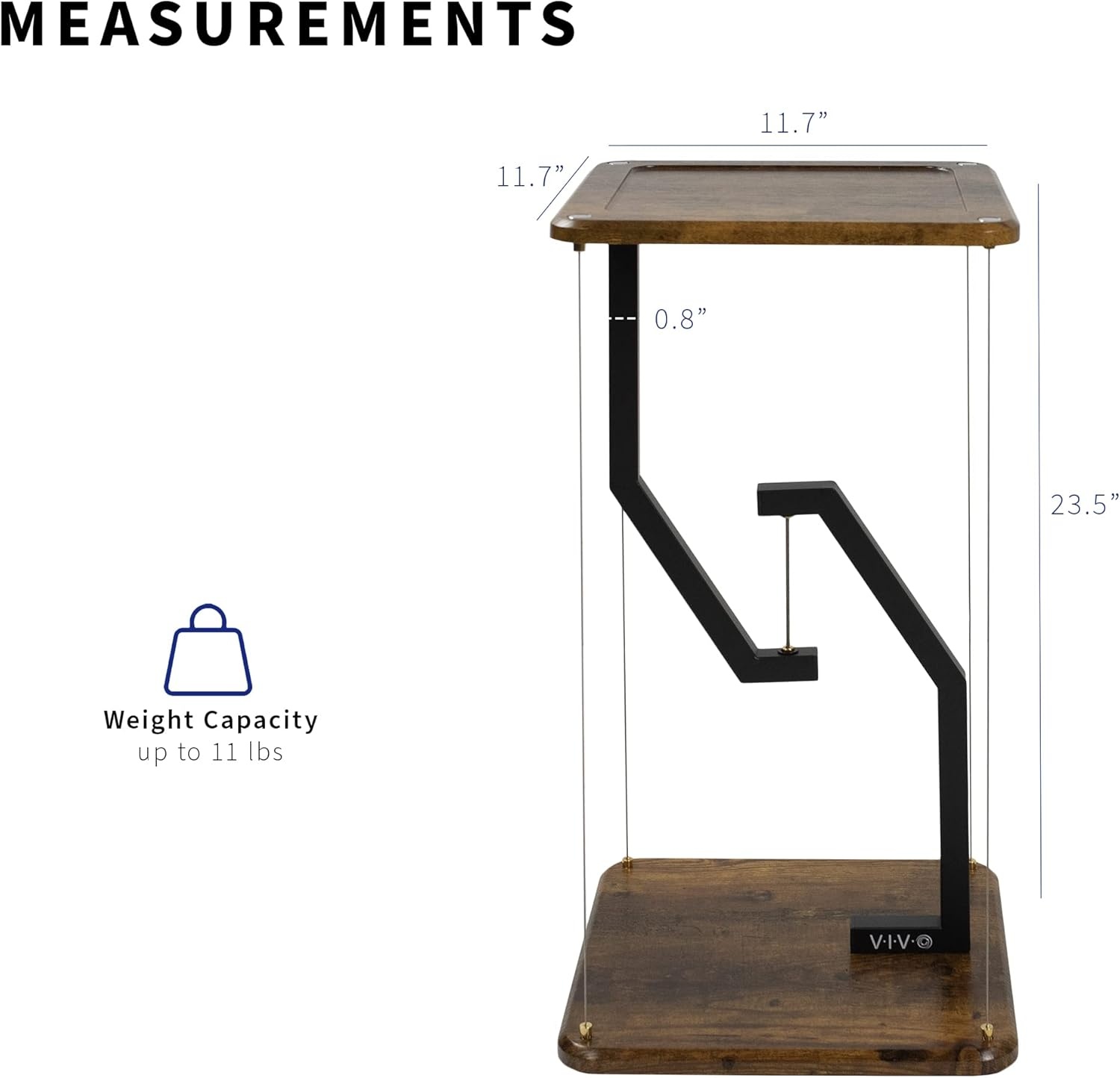 image:imageVIVO AntiGravity 12 inch Speaker Floor Stand Floating Modern Speaker Holder Audio Platform Tensegrity Display Shelf 24 inches High Rustic Vintage Brown Surface Black Frame STANDTEN02DVintage Brown