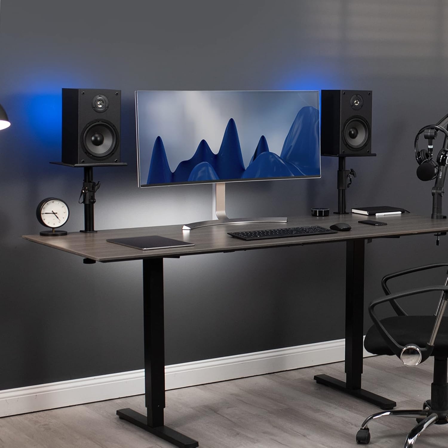 image:imageVIVO Clampon Speaker Stand Desk Mount Set 10 x 9 inch Trays Height Adjustment and Tilt Universal Audio Holders for Computer and Bookshelf Speakers Elevated Sound 2 Pack Black MOUNTSP01CBBlack