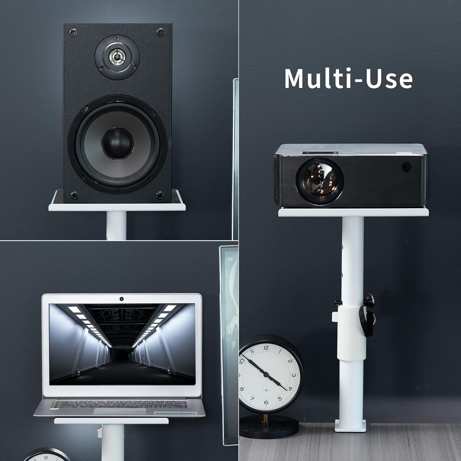 image:imageVIVO Clampon Speaker Stand Desk Mount Set 10 x 9 inch Trays Height Adjustment and Tilt Universal Audio Holders for Computer and Bookshelf Speakers Elevated Sound 2 Pack Black MOUNTSP01CBWhite