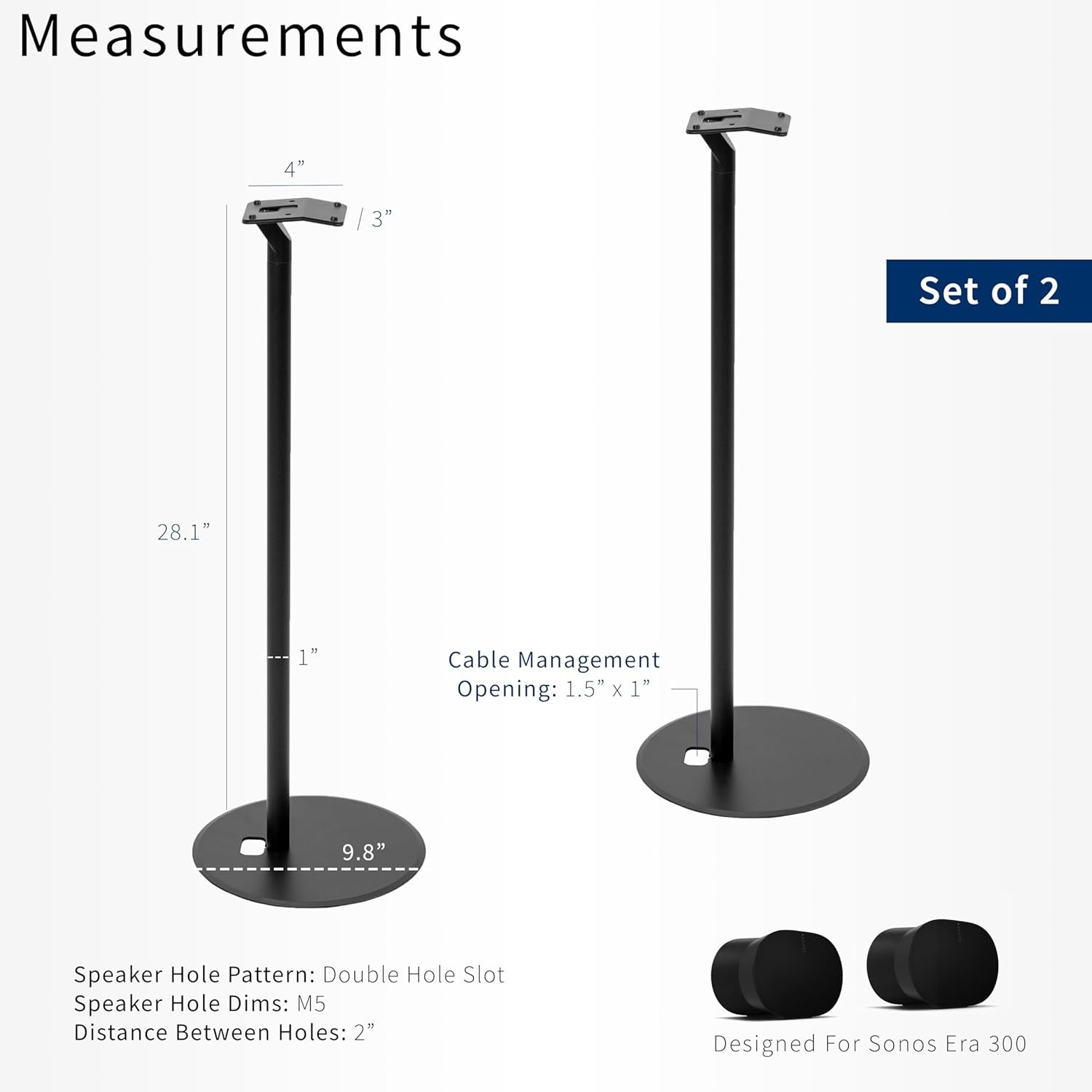 image:imageVIVO Speaker Stands Designed for Sonos Era 300 Speakers Simple and Secure Mounting 2 Pack Black STANDSP300
