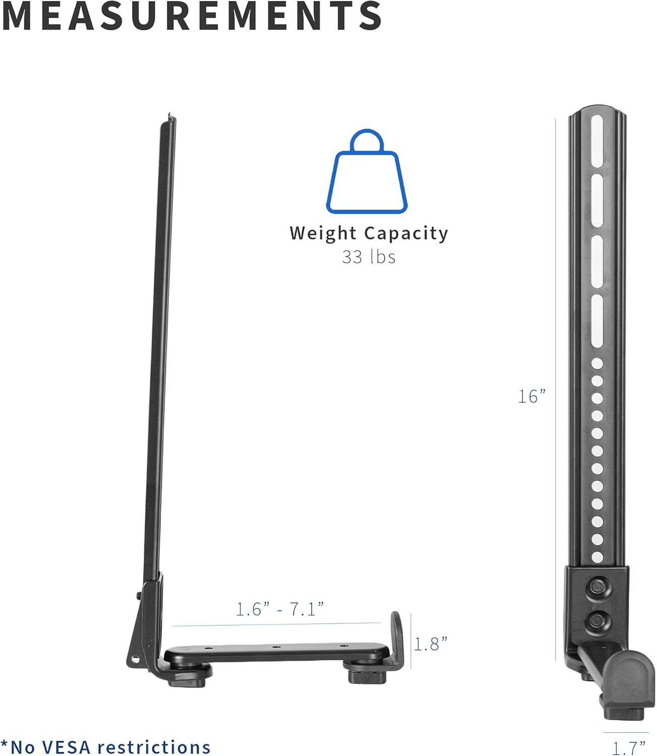 image:imageVIVO Steel Soundbar Bracket Speaker Mount with NonSlip Base Above or Below Wall Mounted TV Fits Most VESA Patterns 33 lbs Capacity MountSPSB5