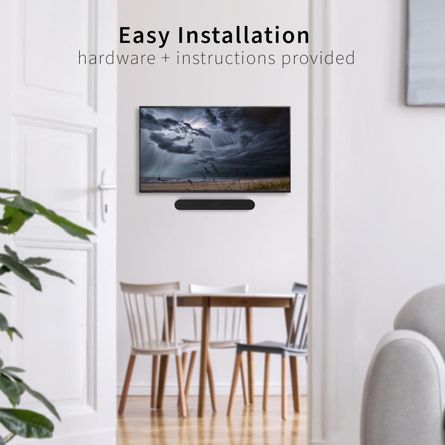 image:imageVIVO Steel Speaker Wall Mount Bracket Designed for Sonos Ray Soundbar Wood Stud Drywall Concrete Installation Mounting Kit Black MOUNTSONOS4R