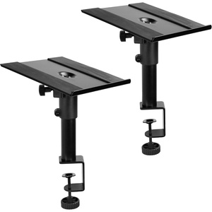 image:imageVIVO Clampon Speaker Stand Desk Mount Set 10 x 9 inch Trays Height Adjustment and Tilt Universal Audio Holders for Computer and Bookshelf Speakers Elevated Sound 2 Pack Black MOUNTSP01CBBlack