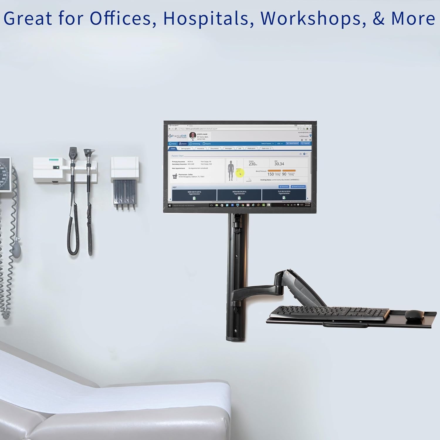 image:imageVIVO Black SitStand Wall Mount Counterbalance Height Adjustable Monitor and Keyboard Workstation for Screens up to 27 inches STANDSIT1KBlack