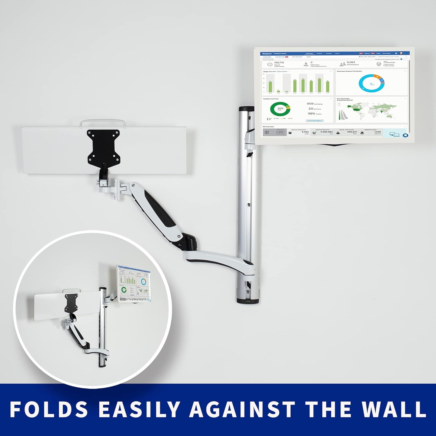 image:imageVIVO Black SitStand Wall Mount Counterbalance Height Adjustable Monitor and Keyboard Workstation for Screens up to 27 inches STANDSIT1KWhite