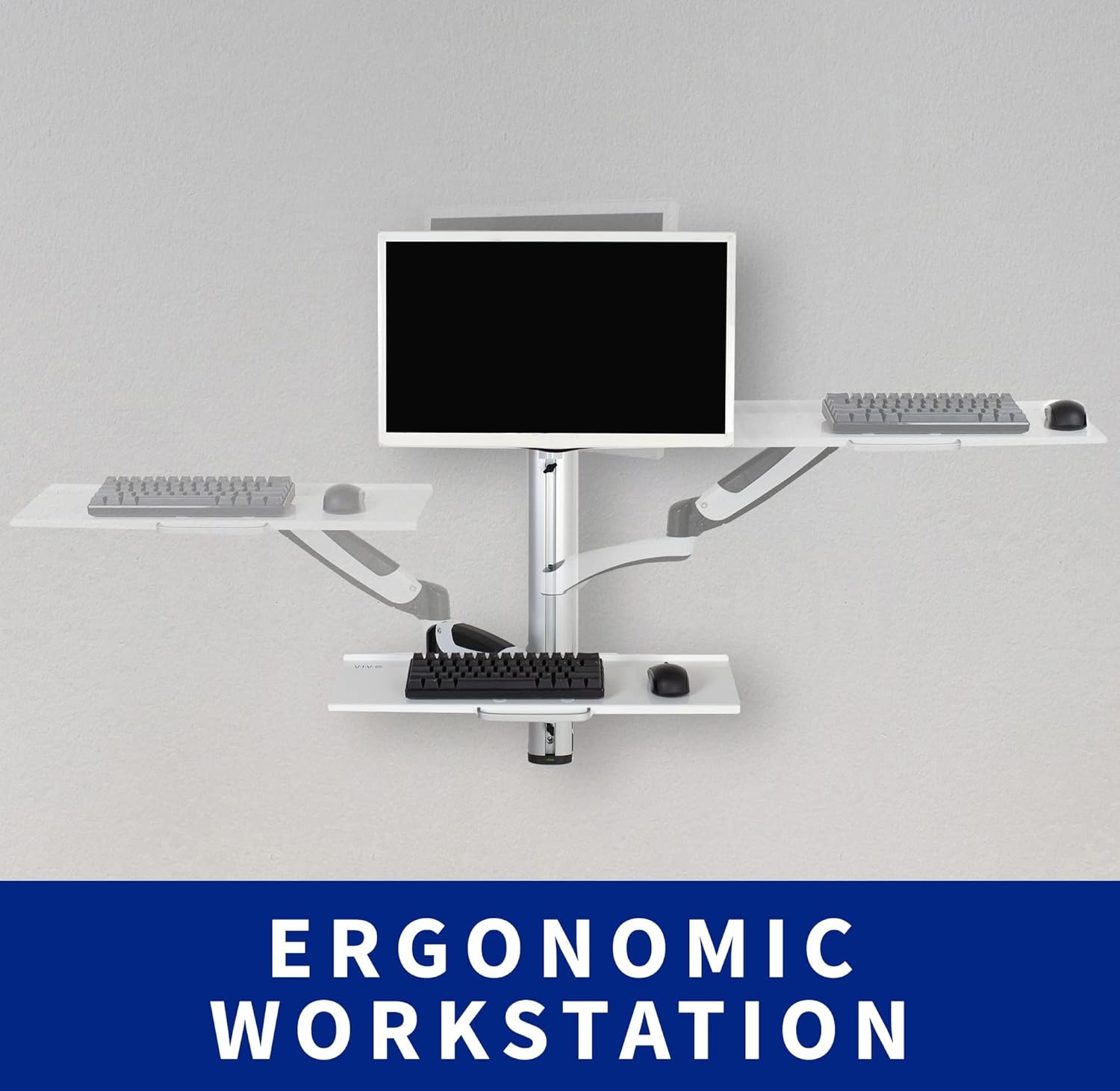 image:imageVIVO Black SitStand Wall Mount Counterbalance Height Adjustable Monitor and Keyboard Workstation for Screens up to 27 inches STANDSIT1KWhite