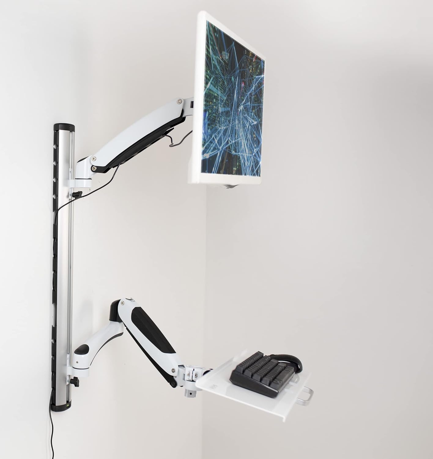 image:imageVIVO Black SitStand Wall Mount Counterbalance Height Adjustable Monitor and Keyboard Workstation for Screens up to 27 inches STANDSIT1KWhite