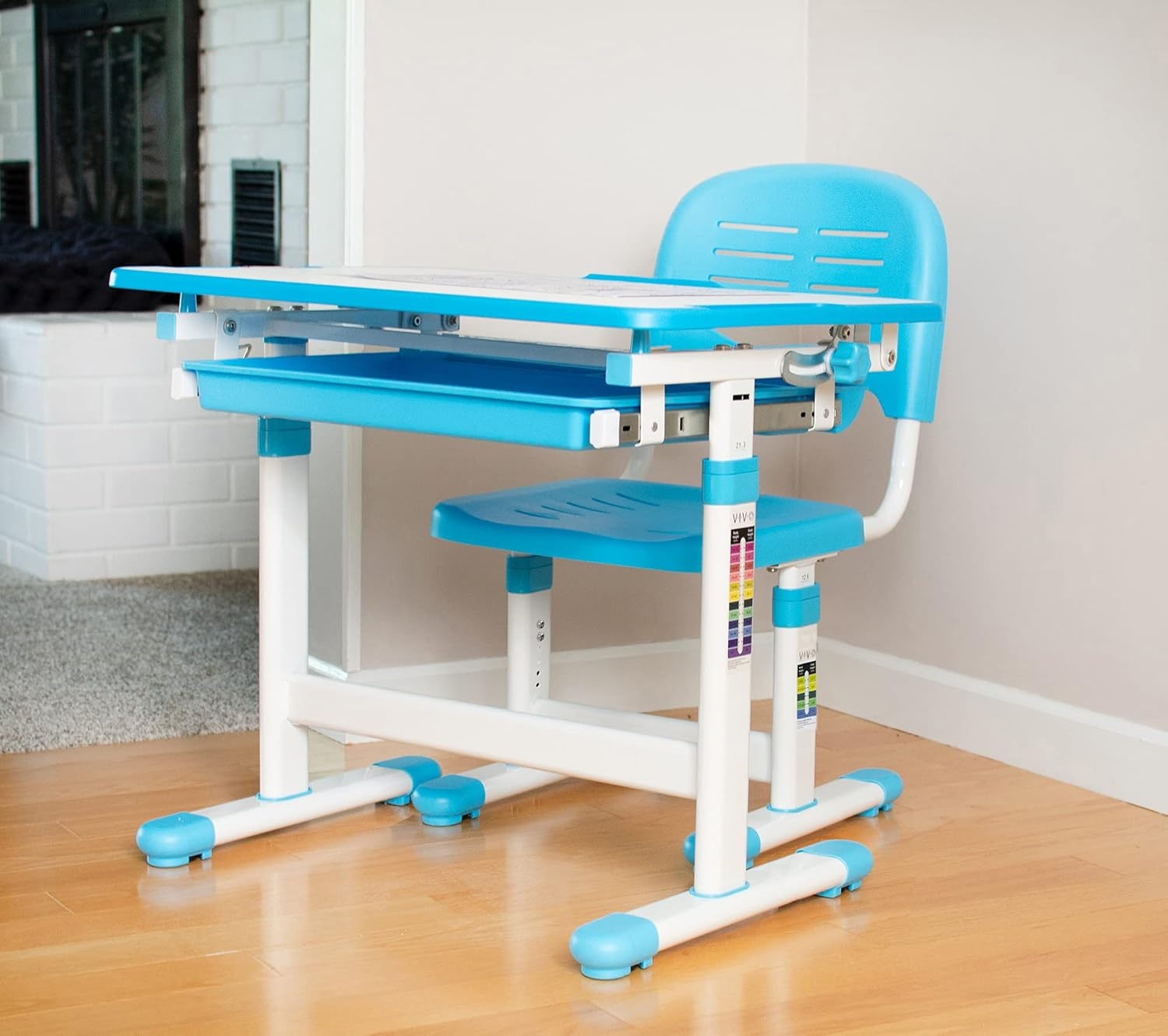 image:imageVIVO Pink Height Adjustable Childrens Desk and Chair Set Kids Interactive WorkstationBlue