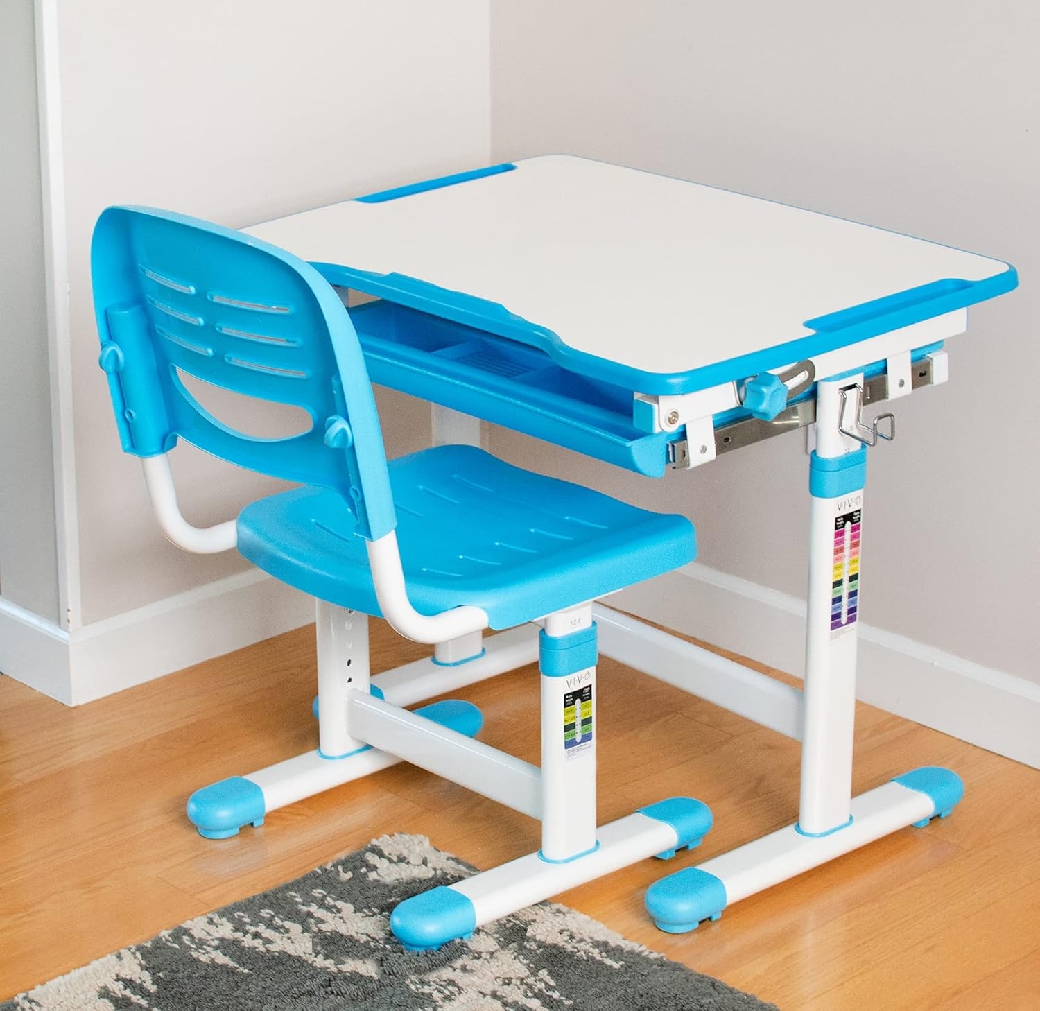 image:imageVIVO Pink Height Adjustable Childrens Desk and Chair Set Kids Interactive WorkstationBlue