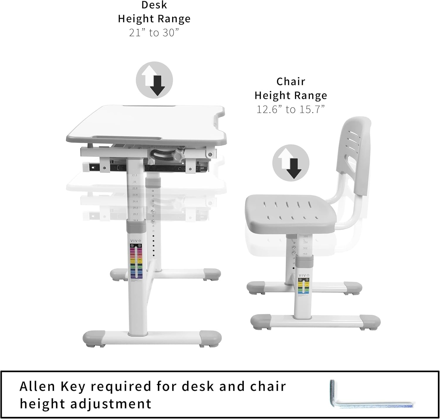 image:imageVIVO Pink Height Adjustable Childrens Desk and Chair Set Kids Interactive WorkstationGrey