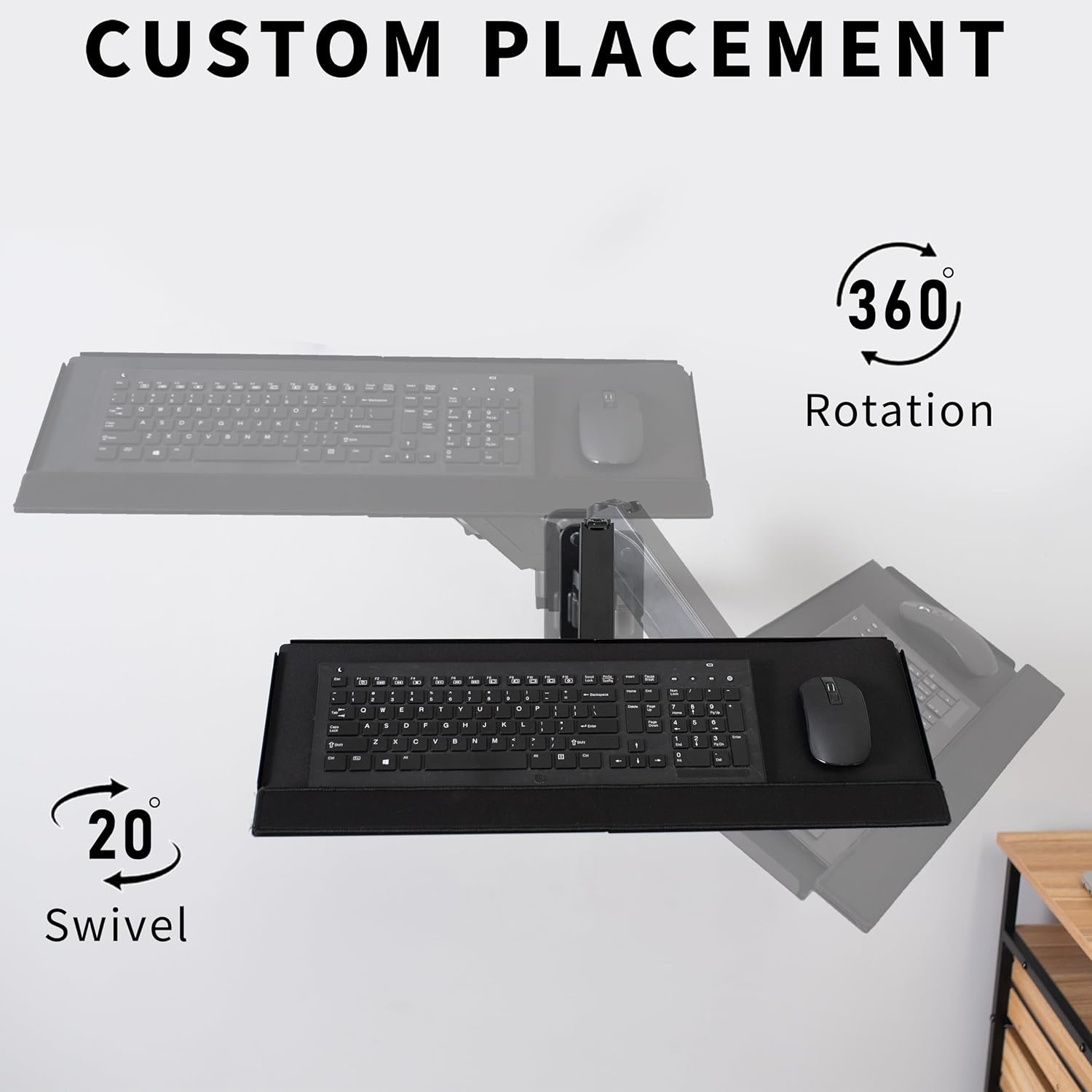 image:imageVIVO SitStand 17 to 32 inch Single Monitor Wall Mount with Pneumatic Arm Keyboard Tray Combo Height Adjustable Max VESA 100x100mm Black MountVWKB1Monitor and Keyboard Mount