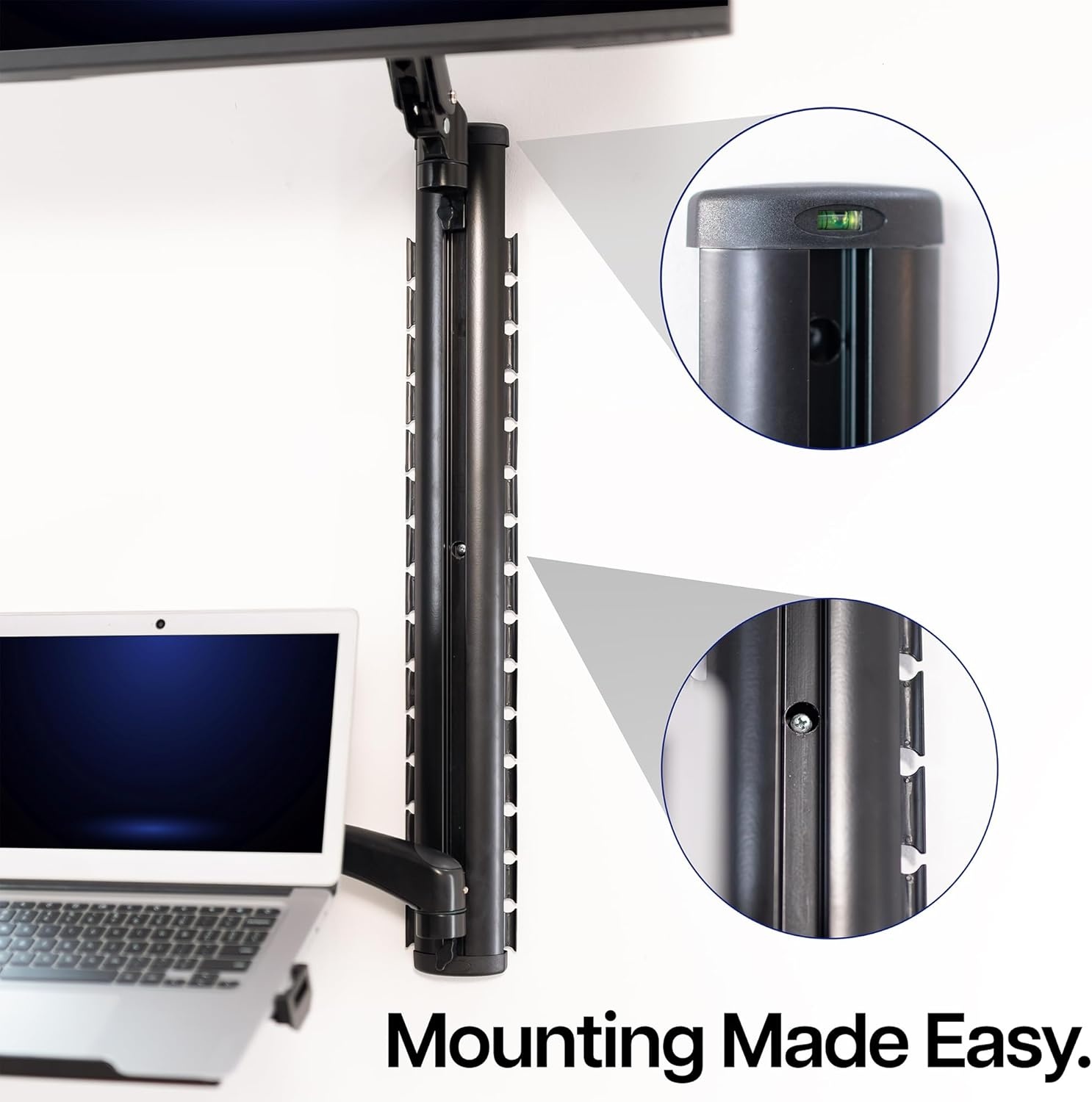 image:imageVIVO SitStand Wall Mount Counterbalance Height Adjustable Monitor and Laptop Workstation for Screens up to 27 inches STANDSIT1L