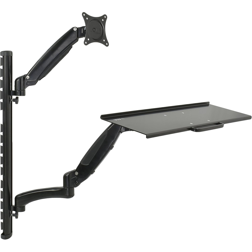 image:imageVIVO Black SitStand Wall Mount Counterbalance Height Adjustable Monitor and Keyboard Workstation for Screens up to 27 inches STANDSIT1KBlack
