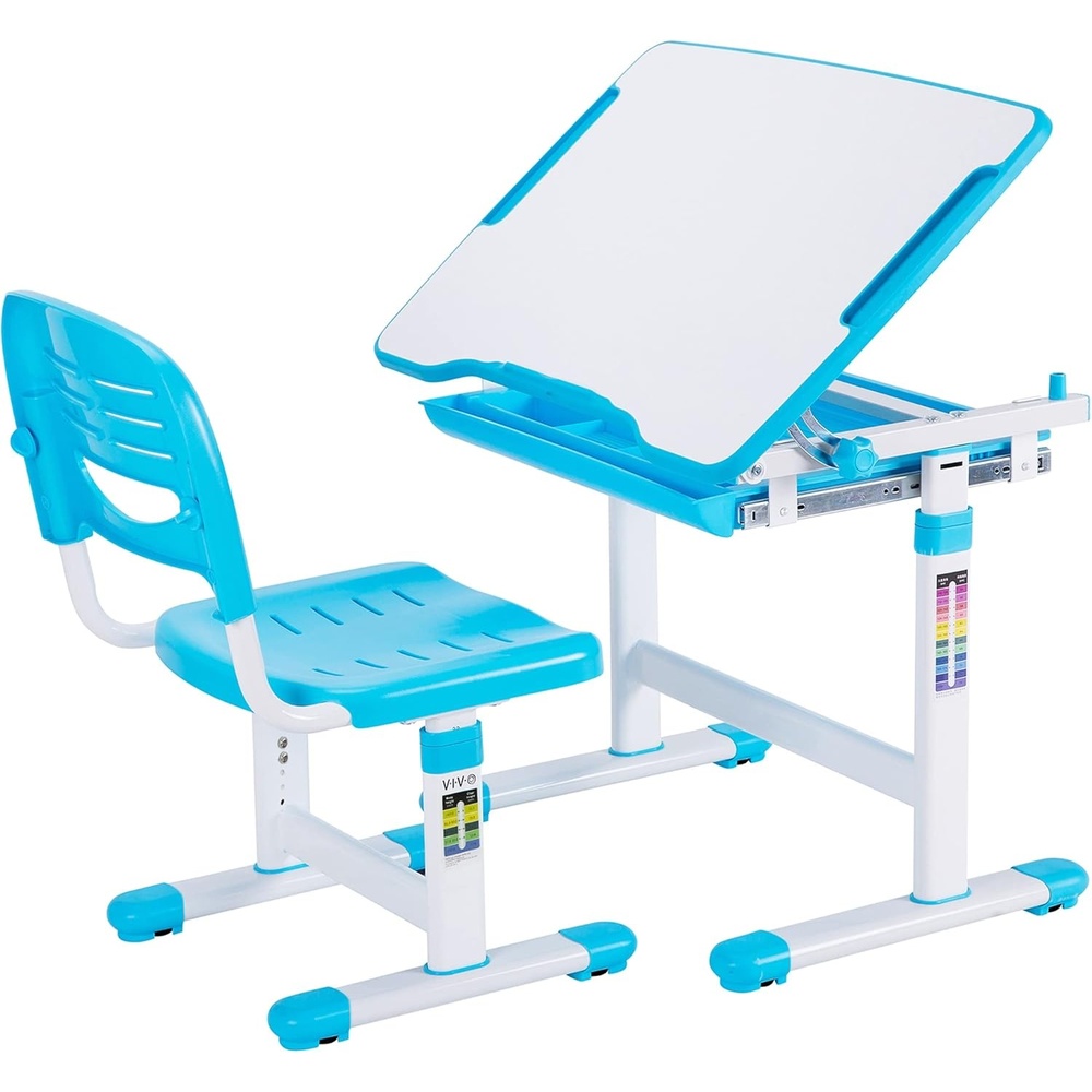 image:imageVIVO Pink Height Adjustable Childrens Desk and Chair Set Kids Interactive WorkstationBlue