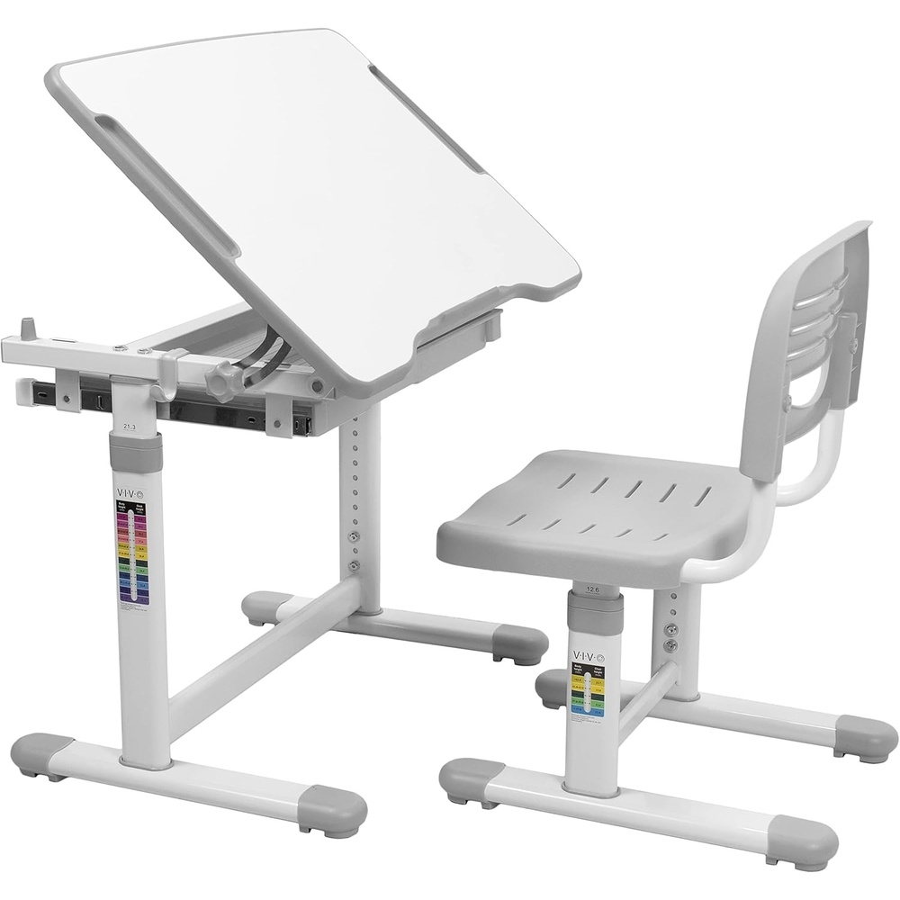 image:imageVIVO Pink Height Adjustable Childrens Desk and Chair Set Kids Interactive WorkstationGrey