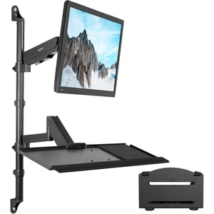 image:imageVIVO Black SitStand Height Adjustable Pneumatic Spring Arm Keyboard Monitor CPU Wall Mount for 1 Screen up to 32 inches STANDSIT1BW