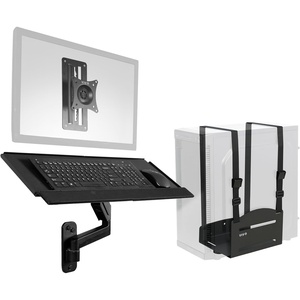 image:imageVIVO SitStand 17 to 32 inch Single Monitor Wall Mount with Pneumatic Arm Keyboard Tray Combo Height Adjustable Max VESA 100x100mm Black MountVWKB1Monitor  Keyboard  and PC Mount