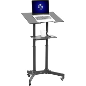 image:imageVIVO Mobile 24 x 16 inch Lectern Podium Height Adjustable Steel Rolling Laptop Cart on Wheels Black CARTV03EBlack