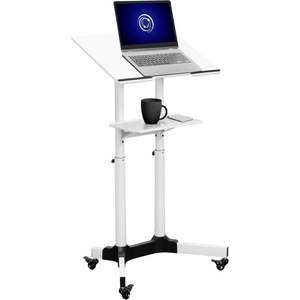 image:imageVIVO Mobile 24 x 16 inch Lectern Podium Height Adjustable Steel Rolling Laptop Cart on Wheels Black CARTV03EWhite